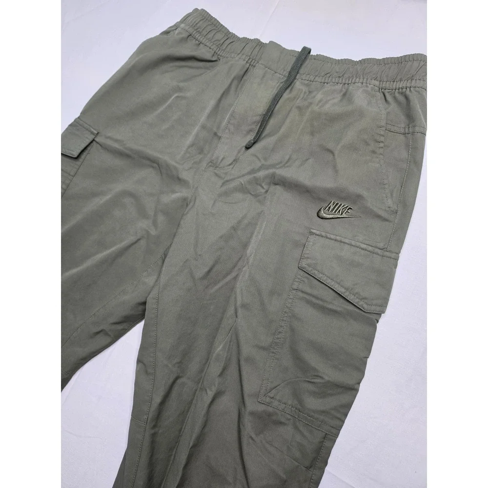 Nike Utility Cargo Pants Men's Large Olive Green Cotton Tapered Leg Athletic